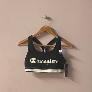 Champion Black/Cream/Gold Racerback Sports Bra Size M NWT
